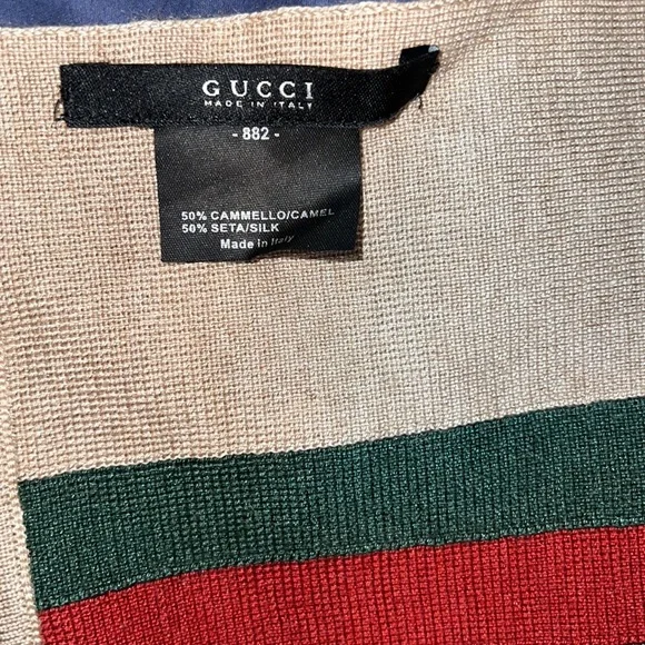 Gucci Beige Scarf with Red and Green Stripes - Picture 5 of 8